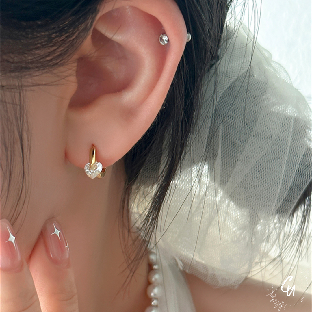 Heart Zircon Hoop Pierce