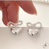 Pearl Ribbon Heart Pierce