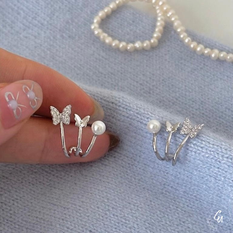 【7/22(火)〜再入荷】 Double Butterfly Pearl Pierce