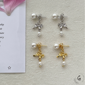 [7/26 (Fri) ~ NEW] Double Pearl Ribbon Pierce