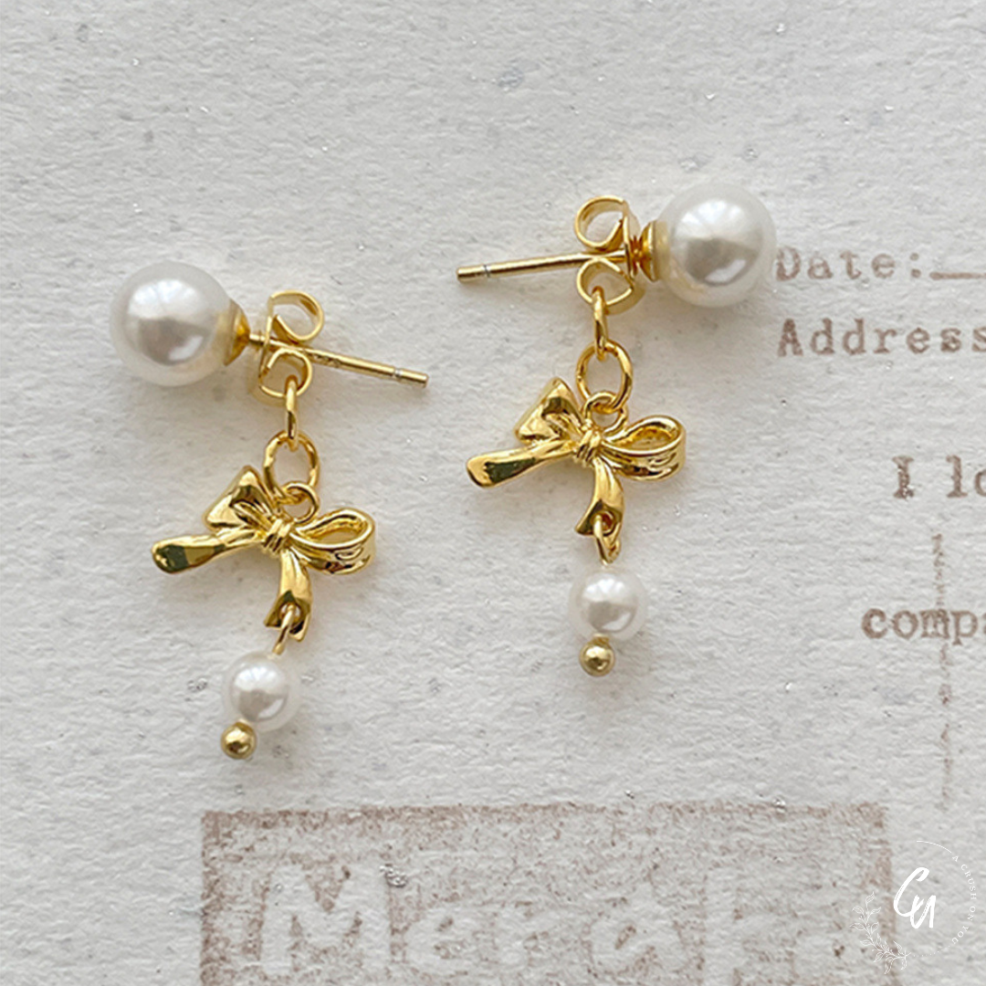 [7/26 (Fri) ~ NEW] Double Pearl Ribbon Pierce