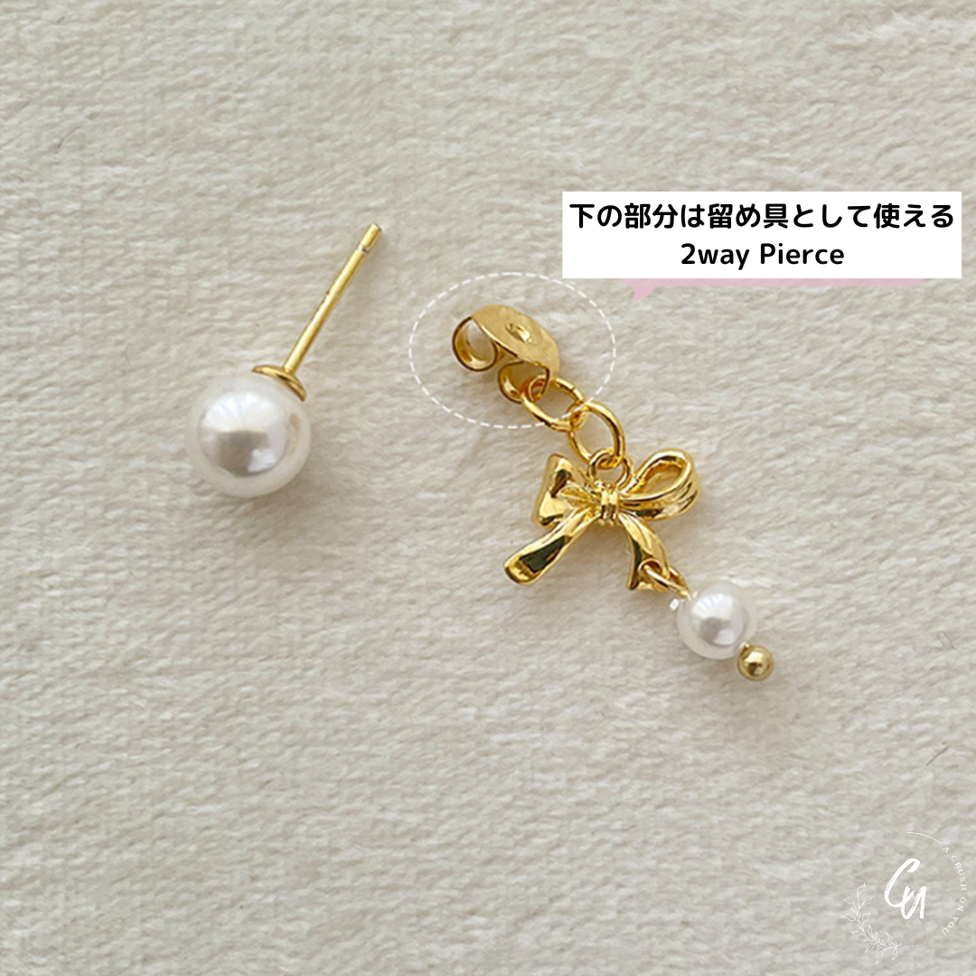 【7/26(金)〜NEW】Double Pearl Ribbon Pierce