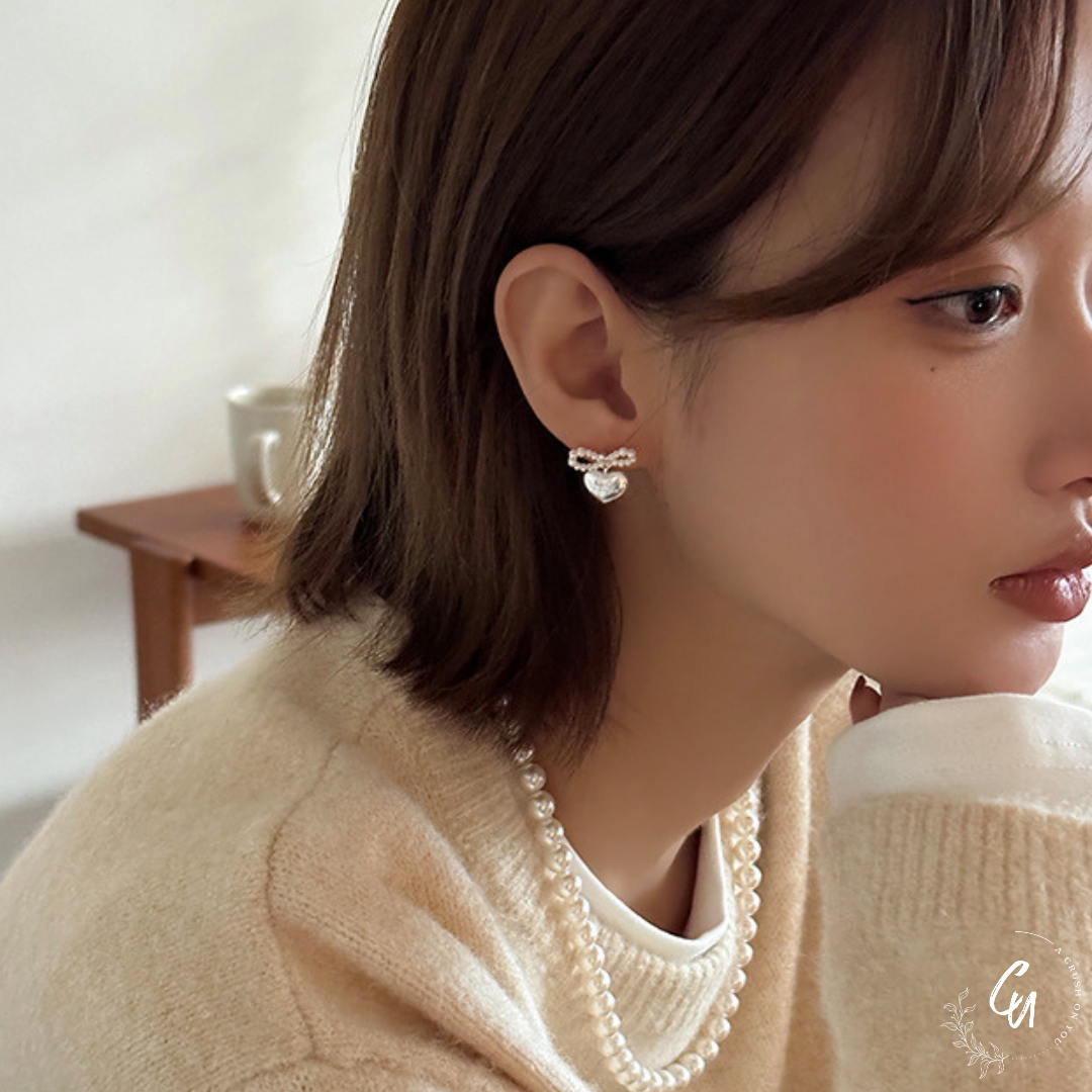 [7/26 (Fri) - NEW] Pearl Ribbon Heart Pierce