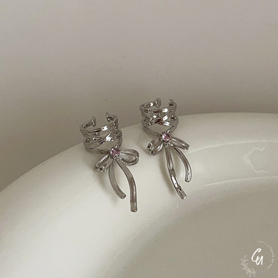 Pink Zircon Ribbon Earcuff