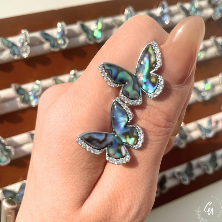 Shell Zircon Butterfly Pierce
