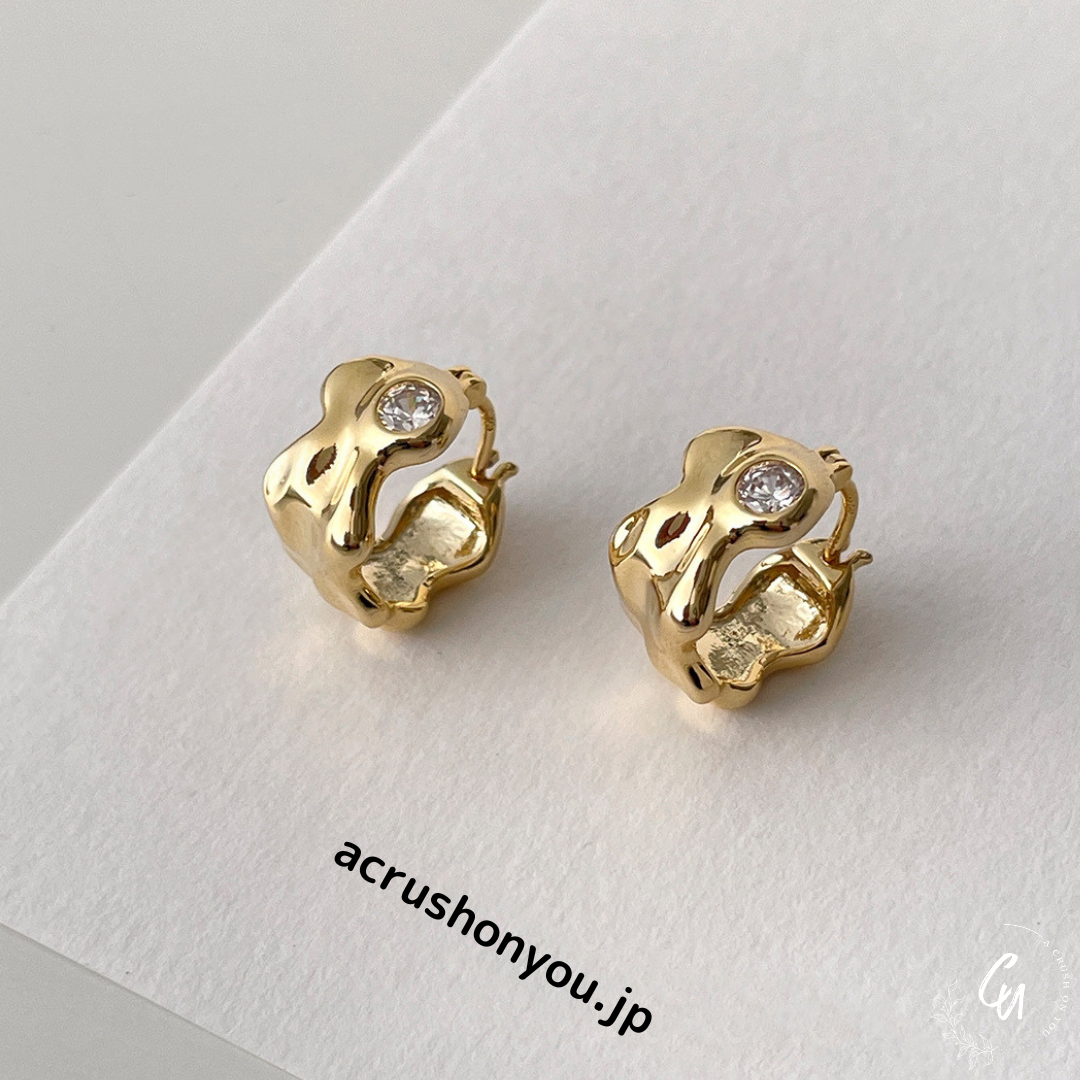 [7/26 (Fri) ~ NEW] Wave Zircon Hoop Pierce